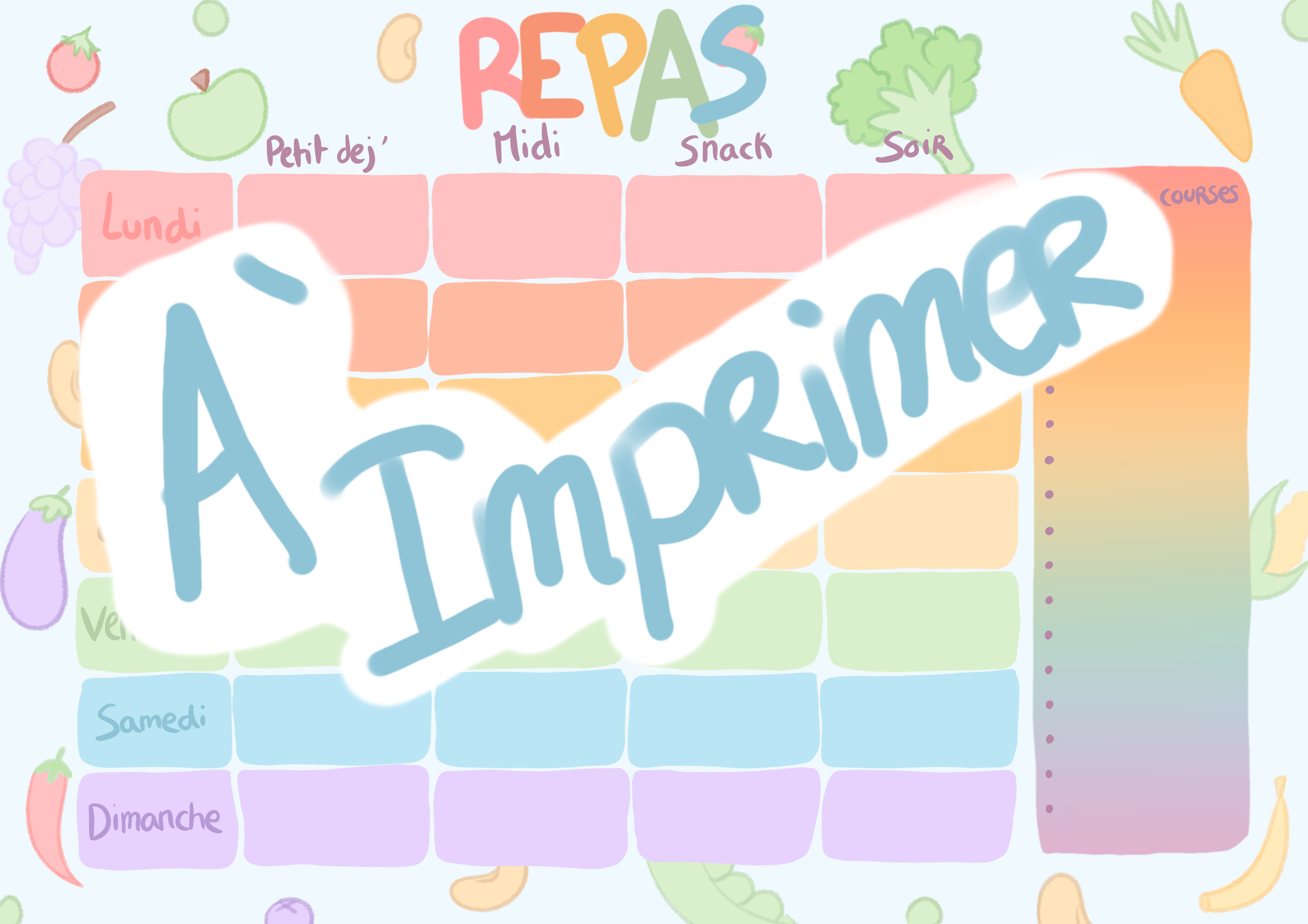 Planning de repas à imprimer