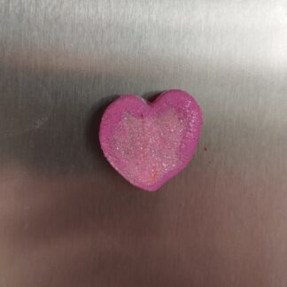 Magnet mini cœur rose à paillettes